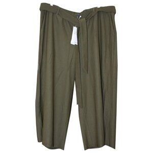 New w/Tags - Eileen Fisher Stretch Crepe Wide Leg Cropped Pants, Olive, XL